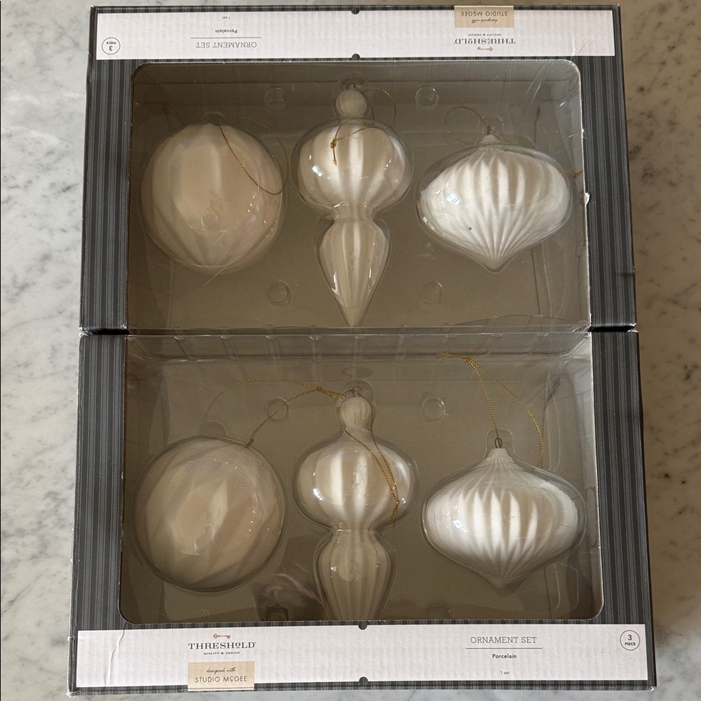 Studio McGee Porcelain White Ornament Set